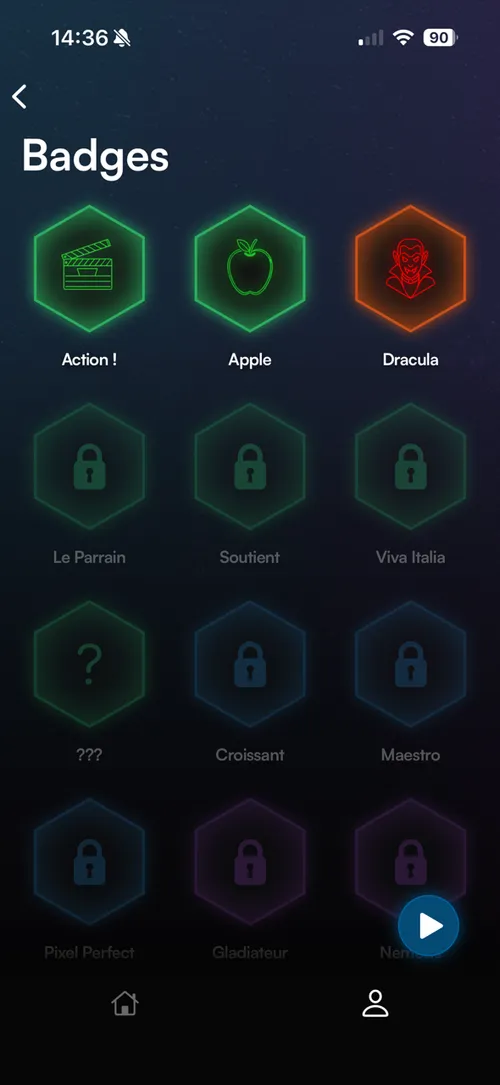 CineQuizz - Badges à collecter